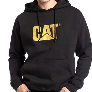 Cat Caterpillar Logo Black yellow Heavy Duty Men’s Sweatshirt Hoodie Size M